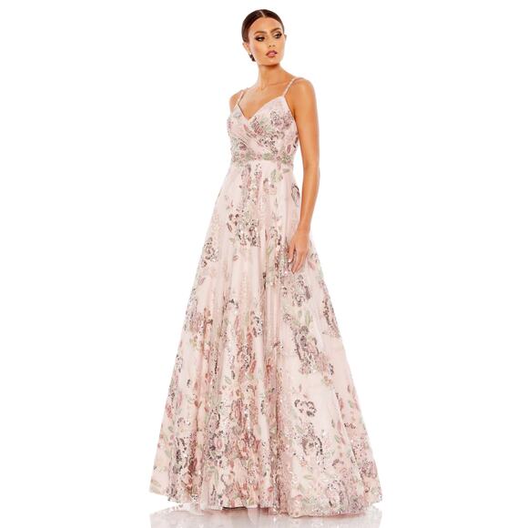 Mac Duggal 67971 Beaded Floral Lace Gown Rose Pink Garden Party 8 NEW - Picture 1 of 11
